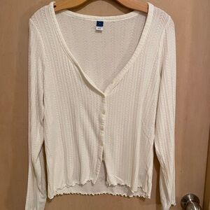 Old Navy Cream Button-Up V-Neck Cardigan
